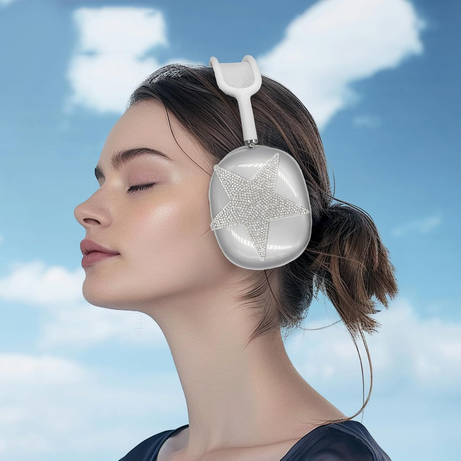 AirPods Max Gummi Hülle Schutz Abdeckung Glitzer Design - Sterne