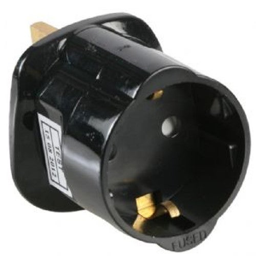 Powerconnections driepolige reisadapter voor UK zwart