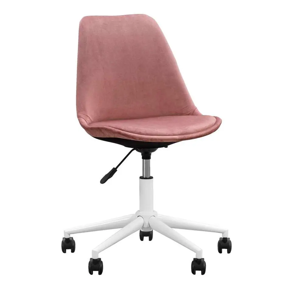 Bureaustoel Senja - velvet - roze - wit metaal