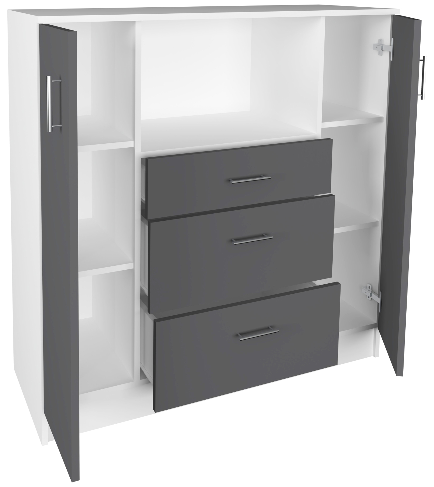 Küchenkommode ESILO - anthrazit - weiß - 109 cm breit