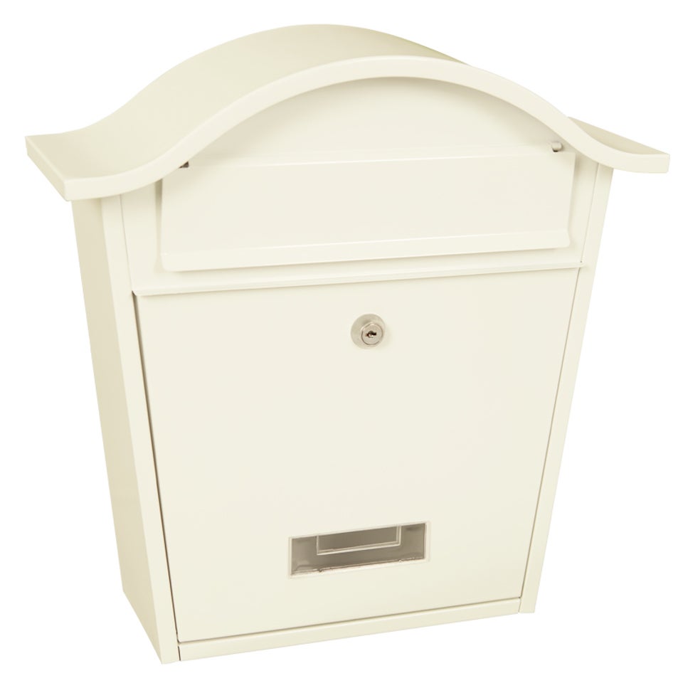 PROREGAL Tatifan wandbrievenbus, gemaakt van gegalvaniseerd staal, afmetingen (H x B x D): 37 x 36,2 x 13,35 cm, brievenbus: 24 x 4 cm, wit