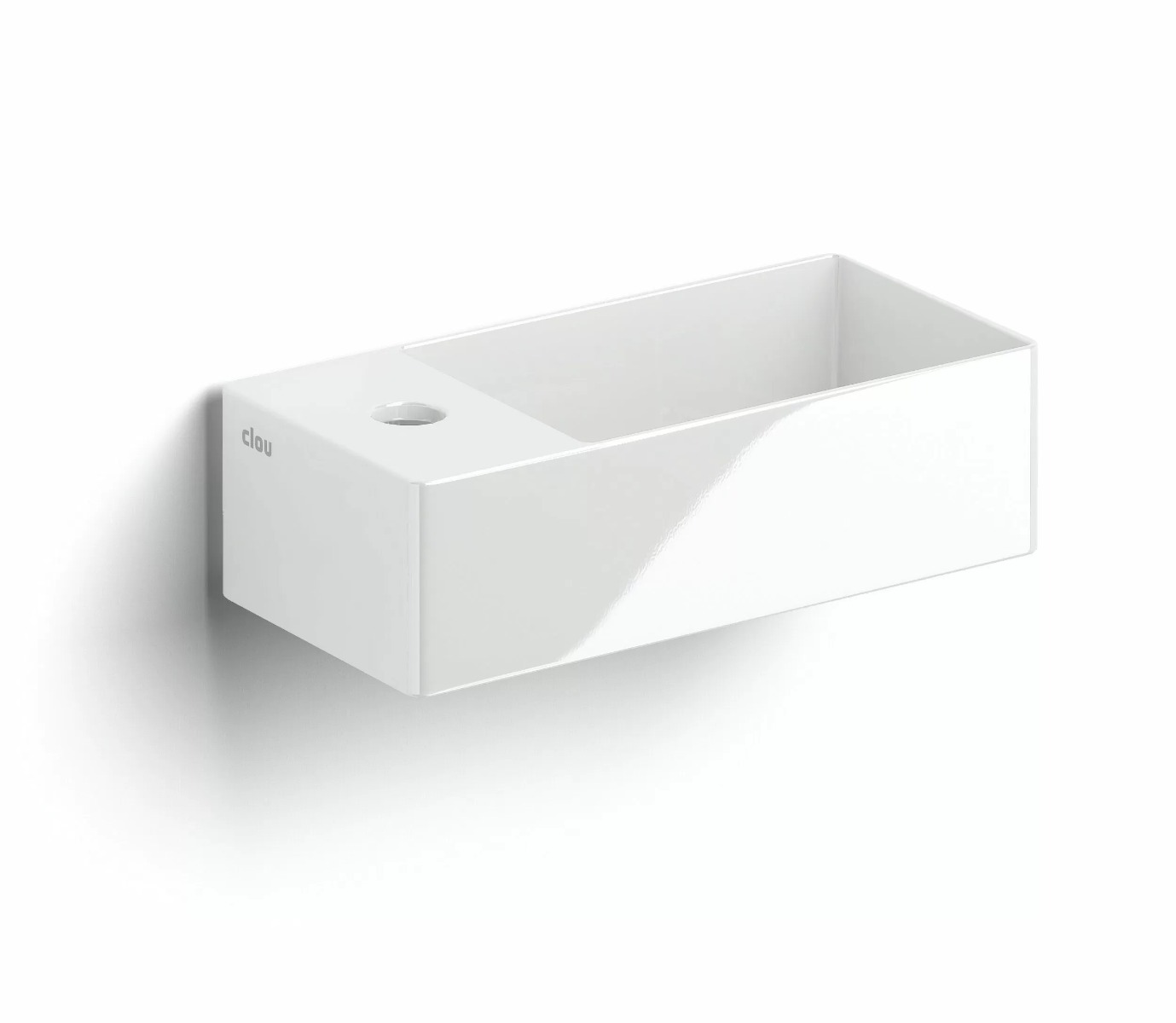 Clou New Flush 3 keramische fontein 35cm met kraangat links wit glans