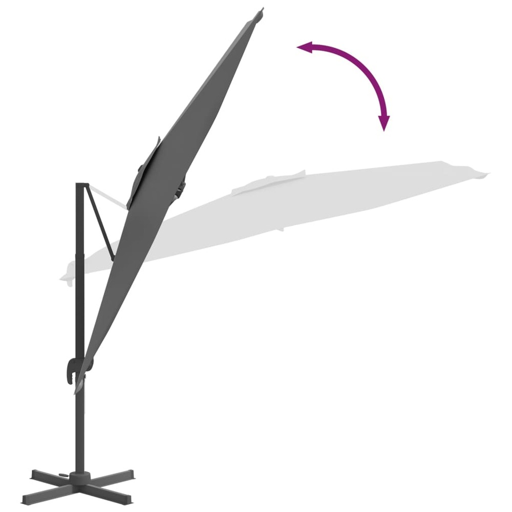 Parasol meuble de jardin déporté avec mât en aluminium 400 x 300 cm anthracite