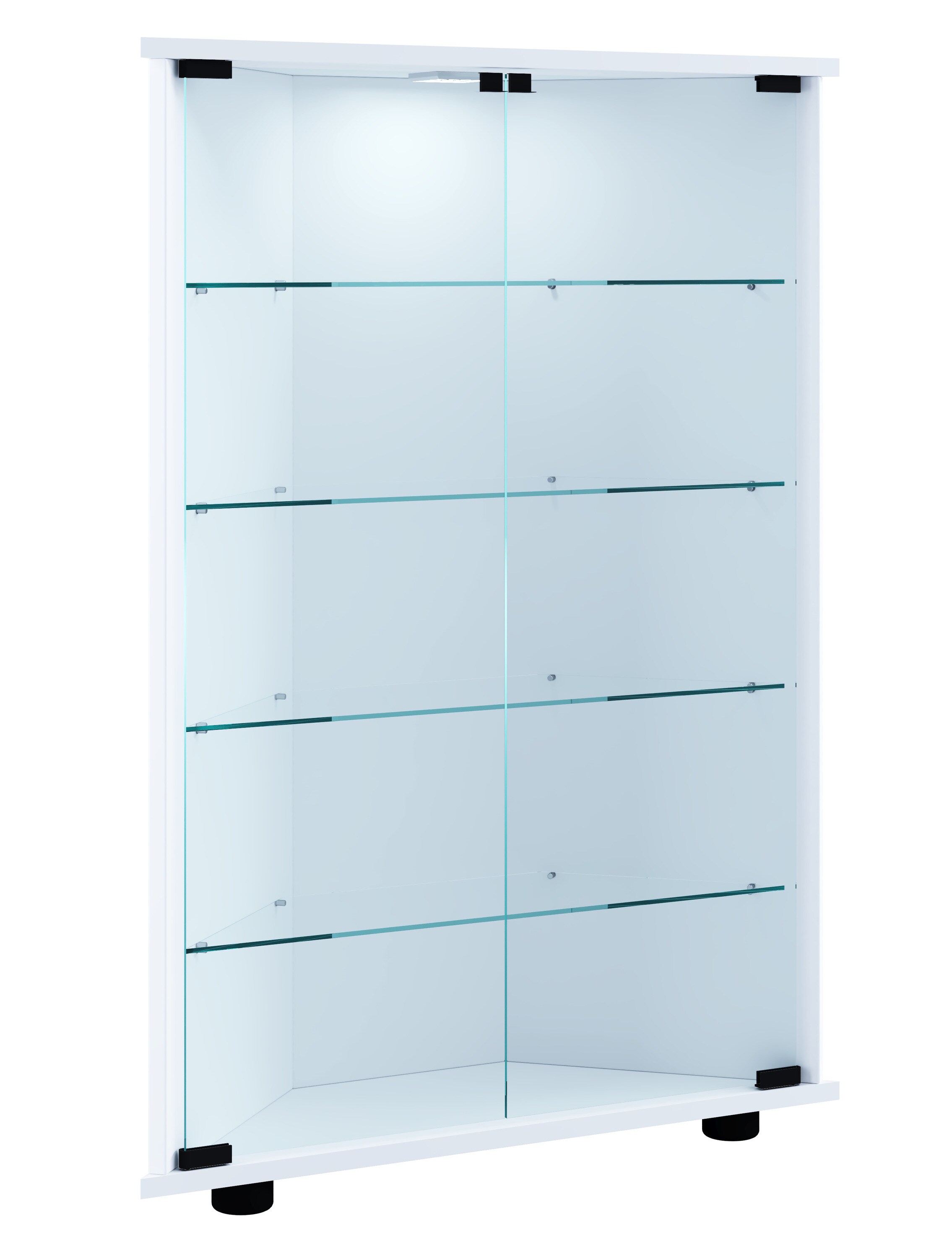 VCM Holz Glas Vitrine Sammelvitrine Glasvitrine Eckvitrine Standvitrine Vecko L