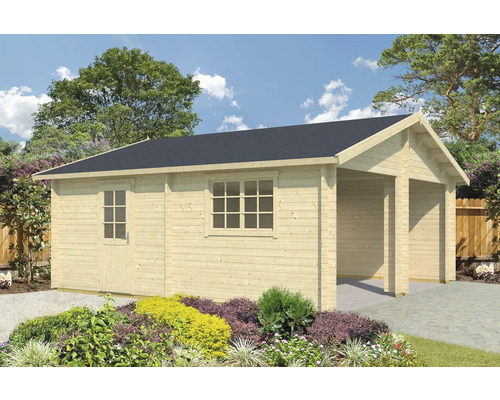 Outdoor Life Falkland dubbele garage zonder deuren, 575 x 575 cm, natuurlijke afwerking