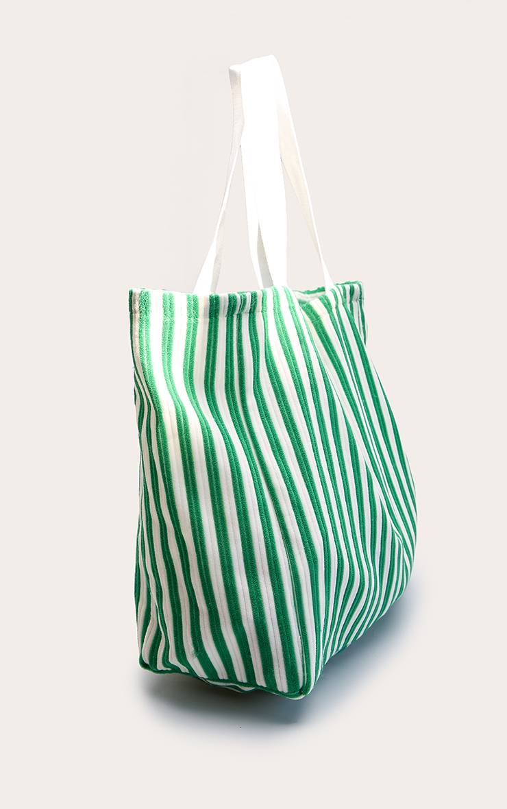 Vert Sac Cabas En Tissu Éponge À Rayures
