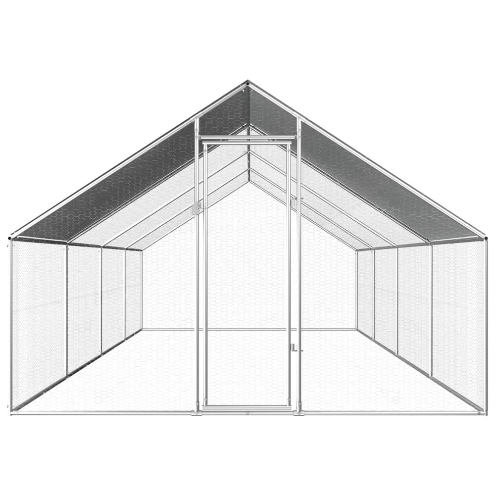 Poulailler d'extérieur 2,75 x 8 x 1,92 m acier galvanisé toit en pe