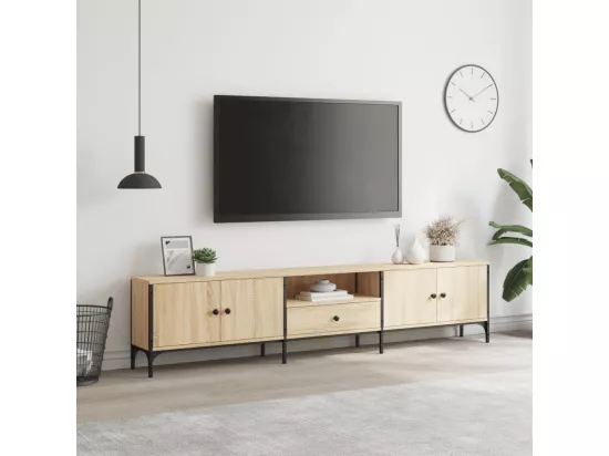 Meuble TV à tiroir chêne sonoma 200x25x44 cm bois d'ingénierie