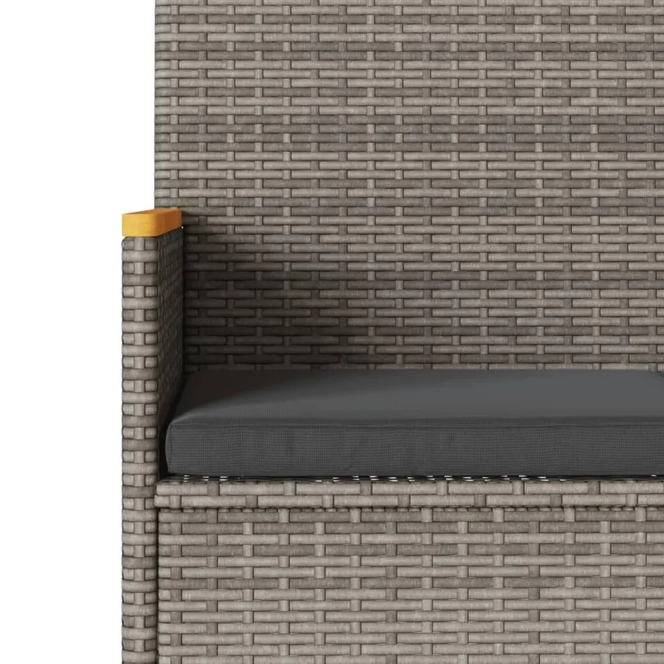 vidaXL - 3-zits Tuinbank met kussens - Grijs poly rattan - 140x54x85 cm