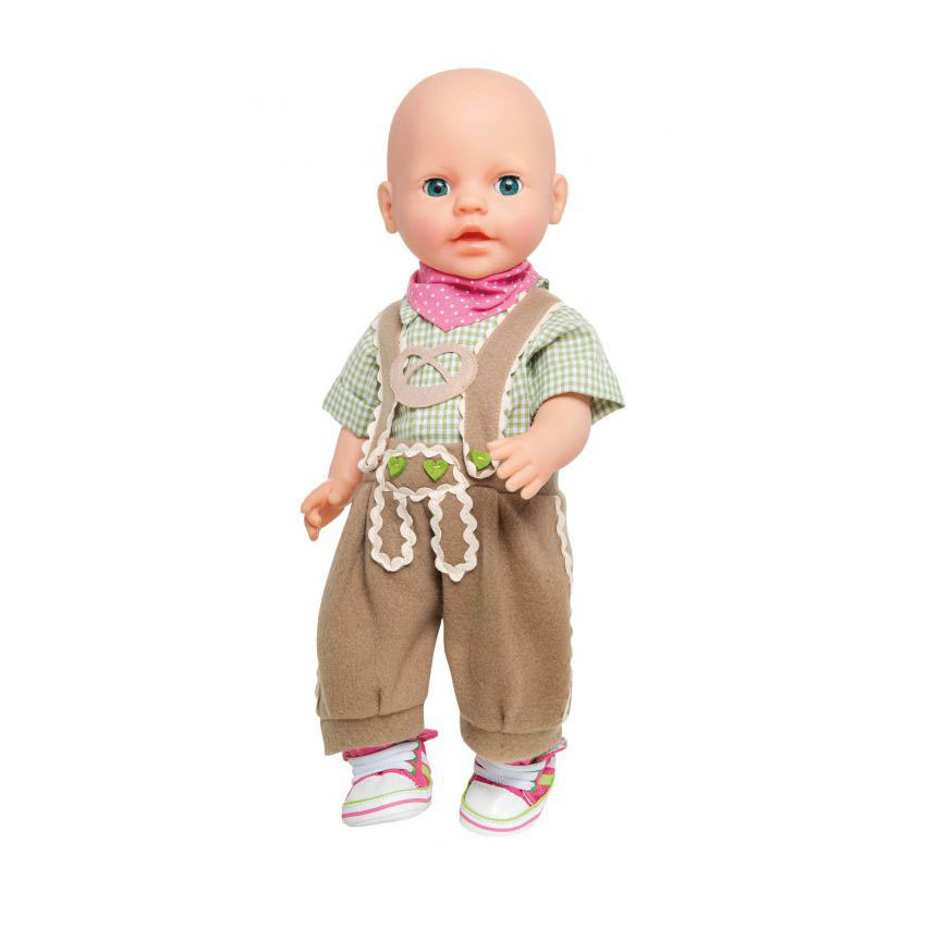 Poppenkleding Lederhosen met Overhemd en Sjaal, 28-35 cm
