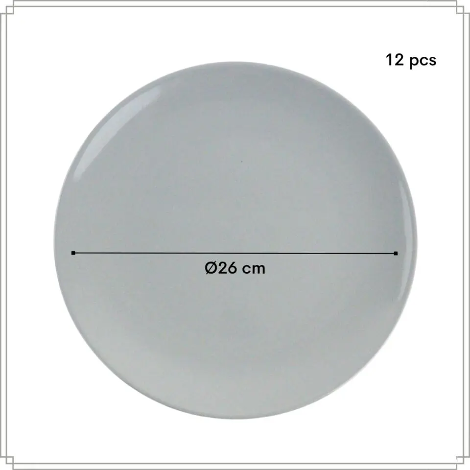 OTIX Dinerborden Bordenset 12 Persoons Grijs 26cm Aardewerk POPLAR