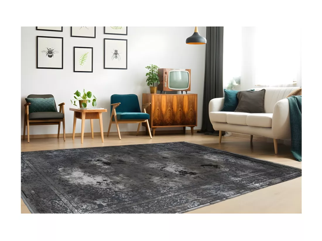 Tapis Pierre Cardin 150x80cm, design E209E coloris argent - Confort et élégance pour votre intérieur