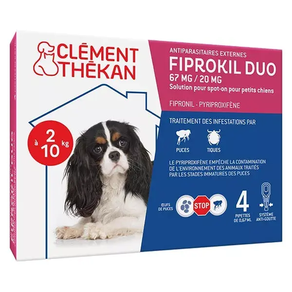 Clement Thekan - Tratamento contra pulgas e carrapatos para cães de 2 a 10 kg, 4 pipetas.