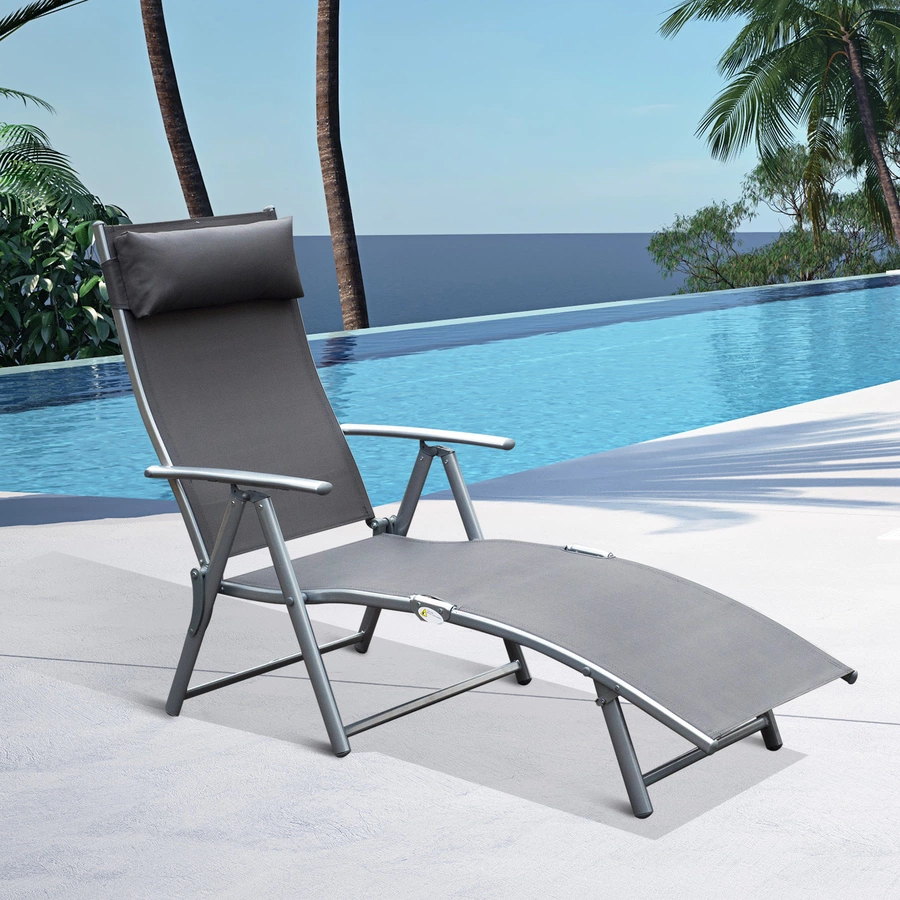 Outsunny Gartenliege mit Kissen grau