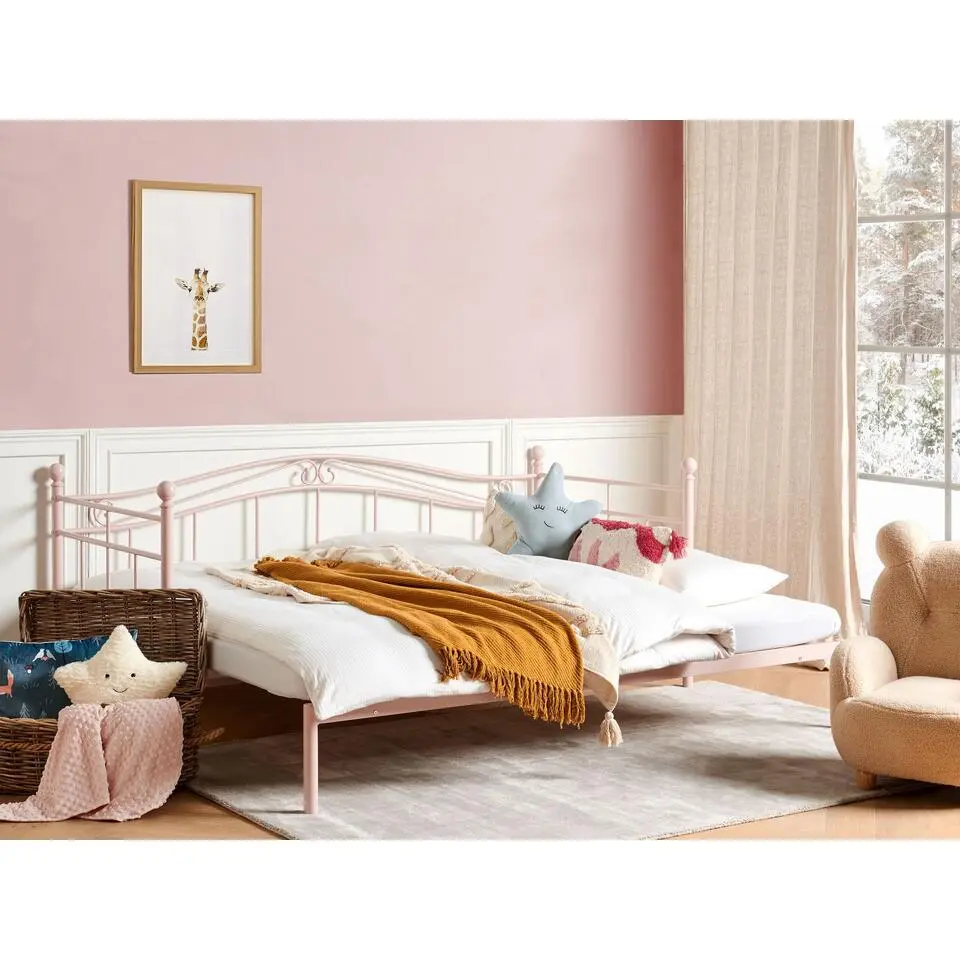 TULLE - Eenpersoonsbed - Roze - 90 x 200 cm - Metaal