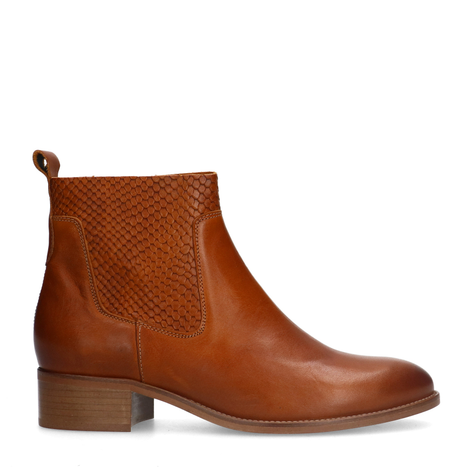 Cognac leren enkellaarsjes