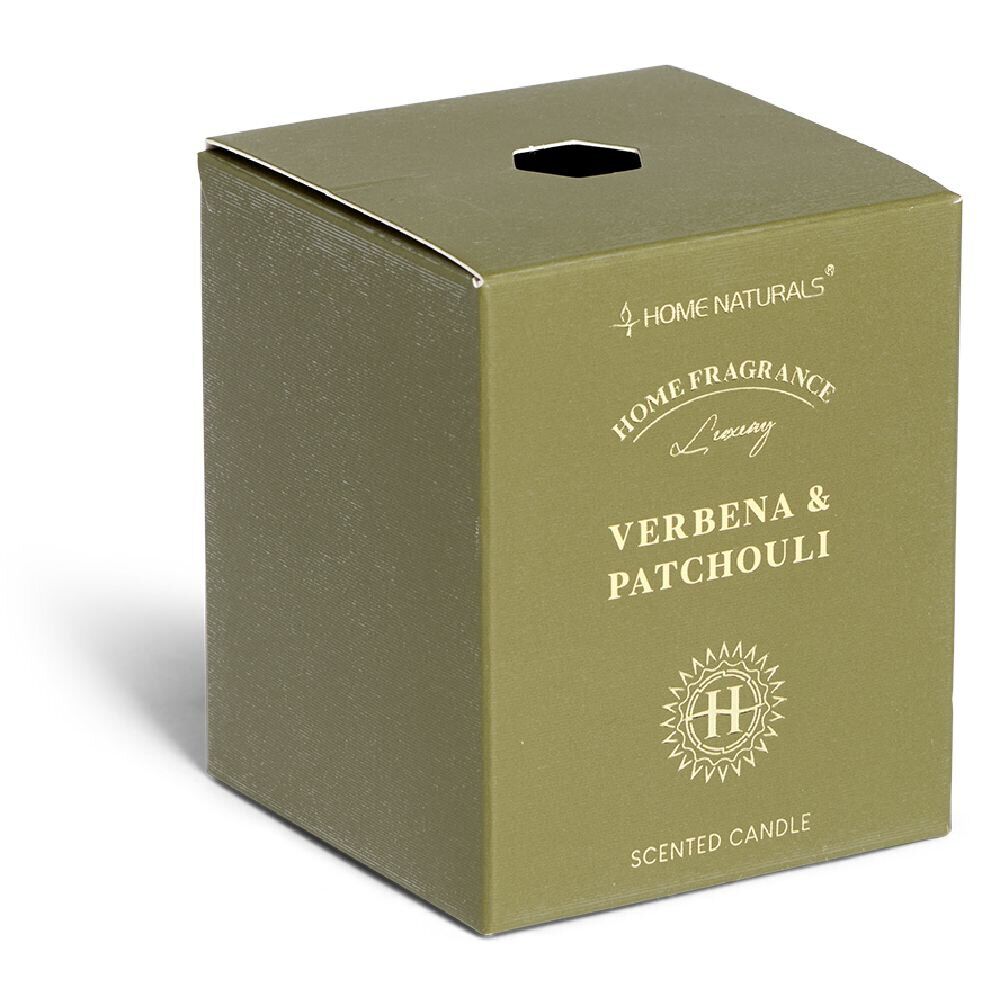Bougie senteur verveine patchouli dans pot en verre Ø6,4xH7,9cm vert