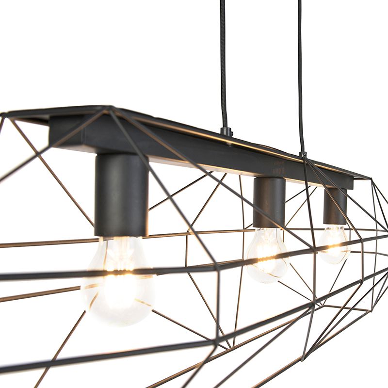Industriële hanglamp zwart 3-lichts - Carcass