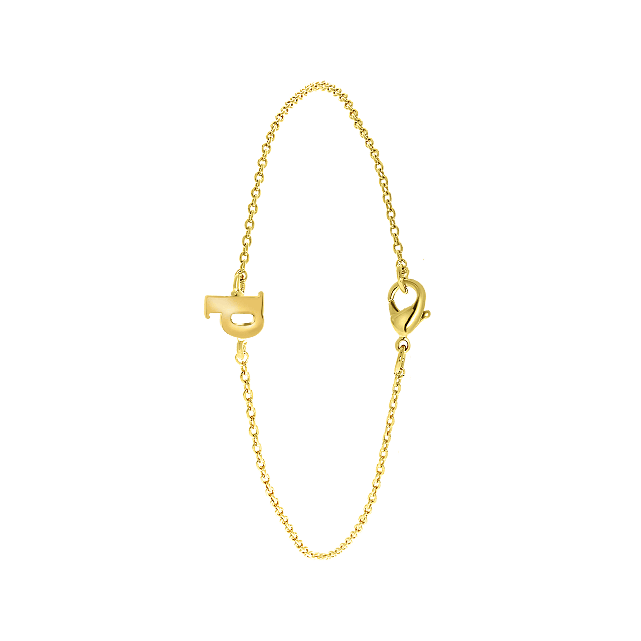 Stalen goldplated armband met letter