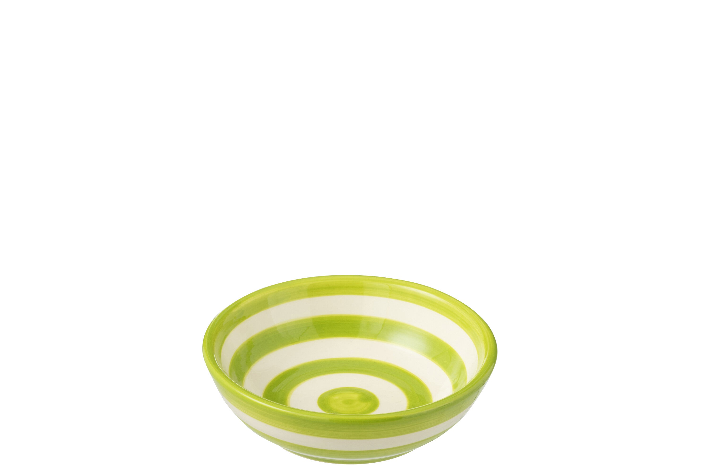 J-Line kom Granada Stripes Low - keramiek - wit|groen - smal