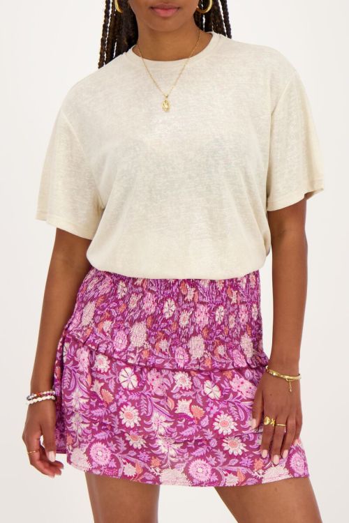 Beige T-shirt met glitter effect