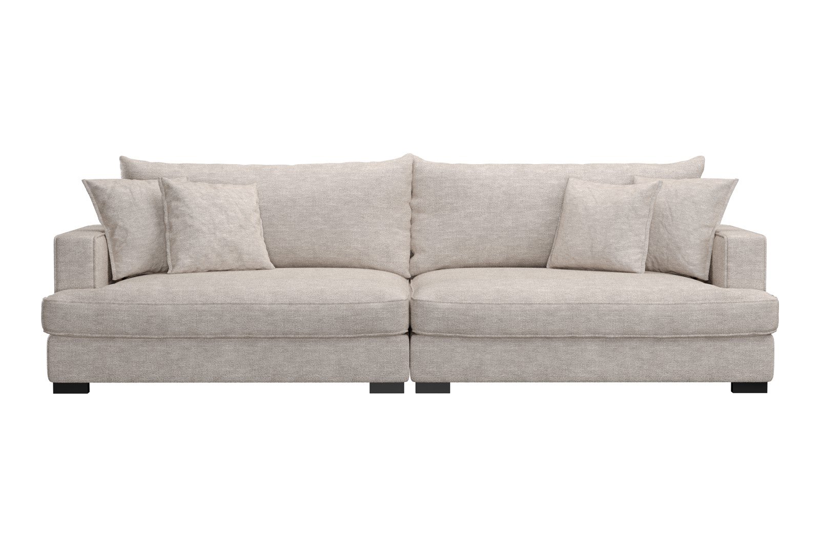 Rossi 4-seter sofa Tekstil Beatto 1027 Lys Grå, arm A med sorte ben. Std. Komfort.
