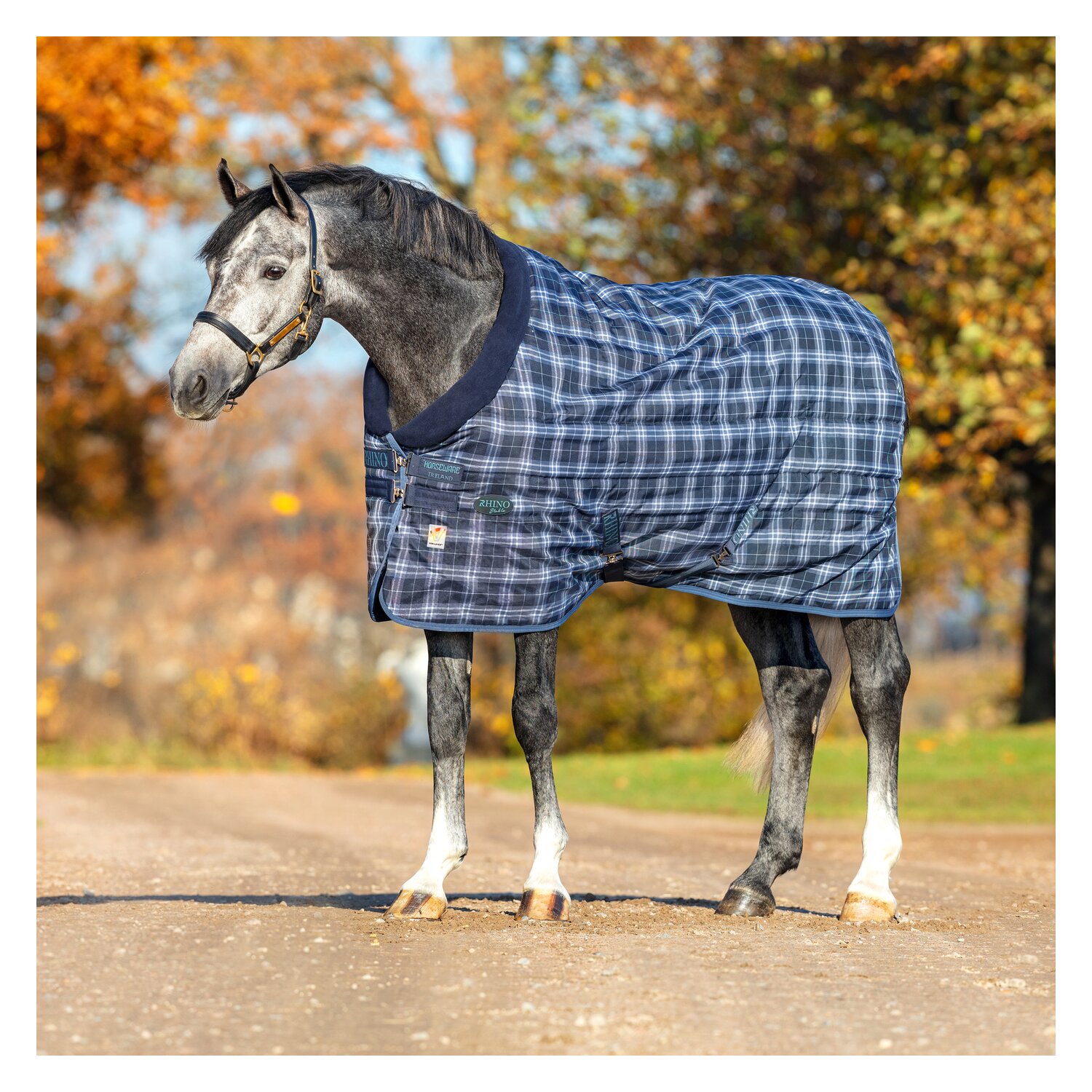 HORSEWARE Stalldecke RHINO Original Stable Medium Vari-Layer  - navy check