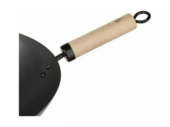 Wok en acier - D. 35 cm - Manche en bois