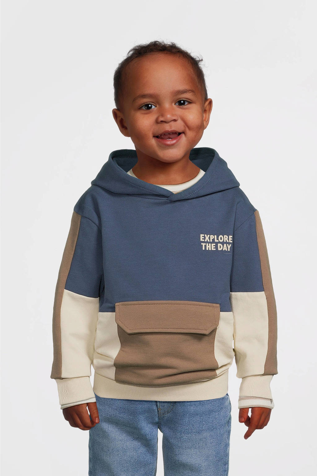 NAME IT sweater NMMOALLER blauw/ecru/bruin