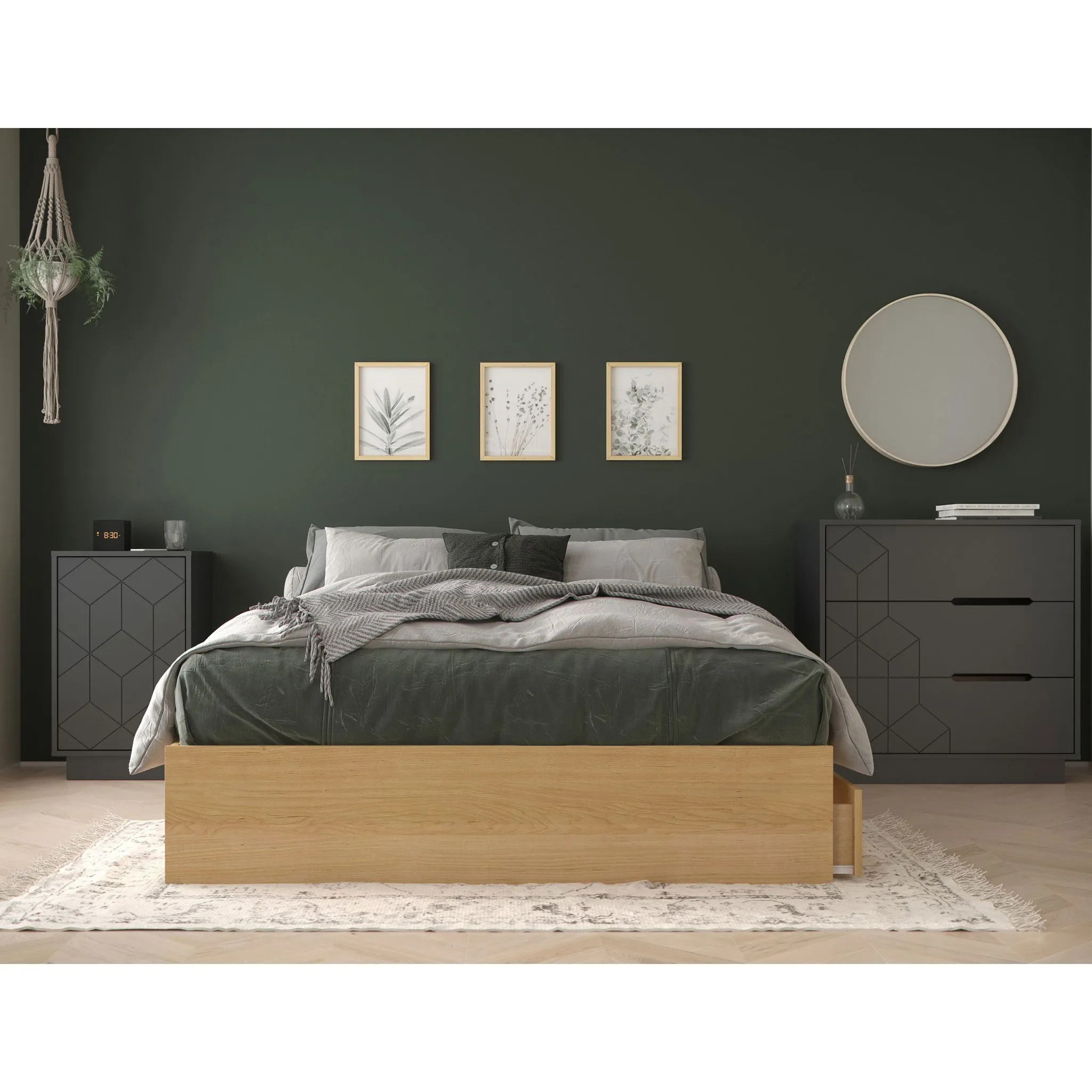 Nexera Table de Nuit - Gris Charbon