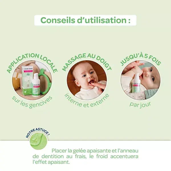 Kit Calmosine para dentição: gel calmante e anel de dentição