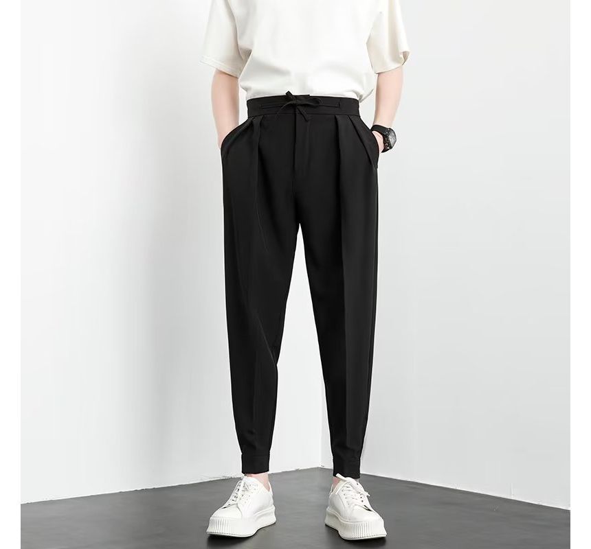 Lingaris - Hoge taille effen cropped taps toelopende broek