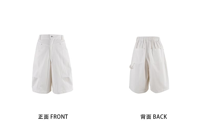 Shineon Studio - Hoge taille effen cargo shorts