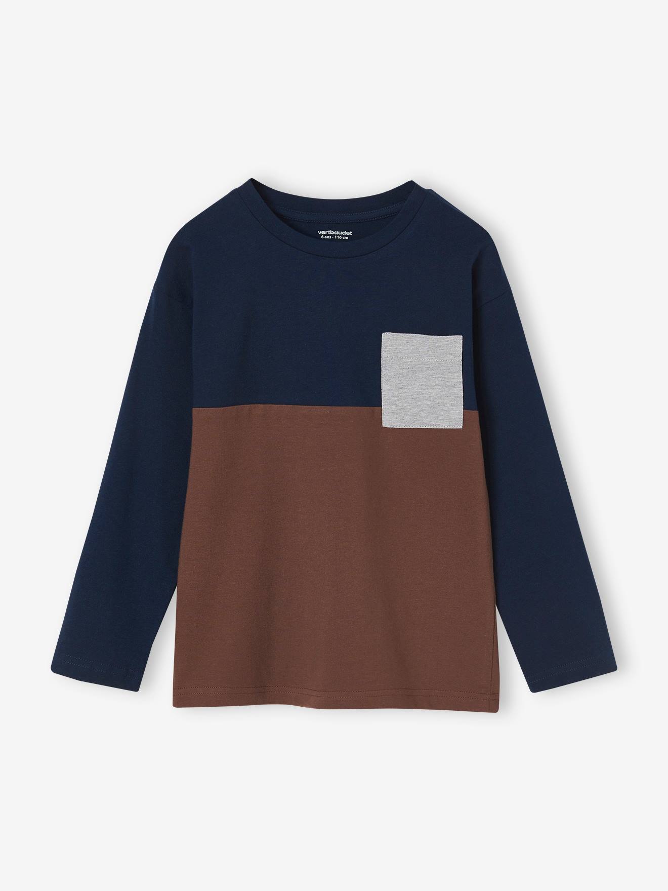 Camiseta colorblock azul-escura para meninos