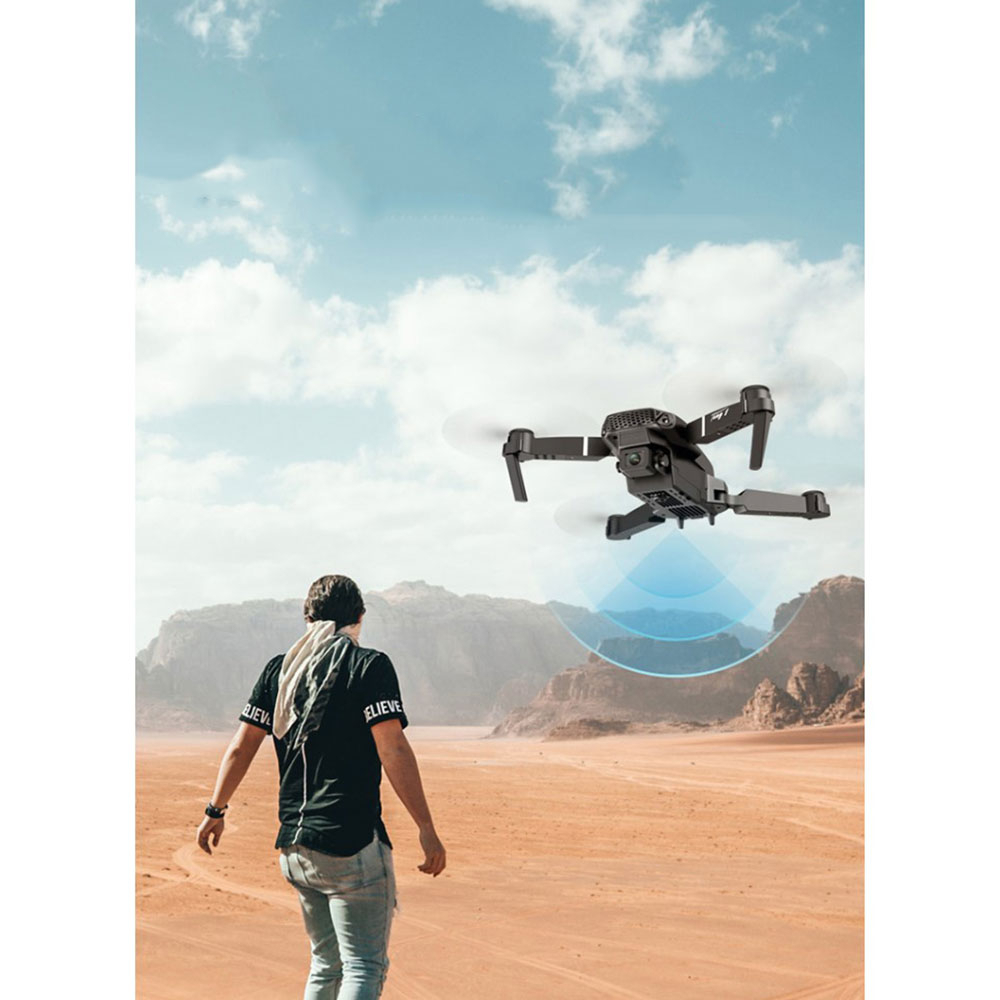 WiFi Faltbare E88 RC Quadrocopter Drohne 120° Weitwinkel Dual 480p Kamera Video Live-Übertragung   Fernbedienung - Grau