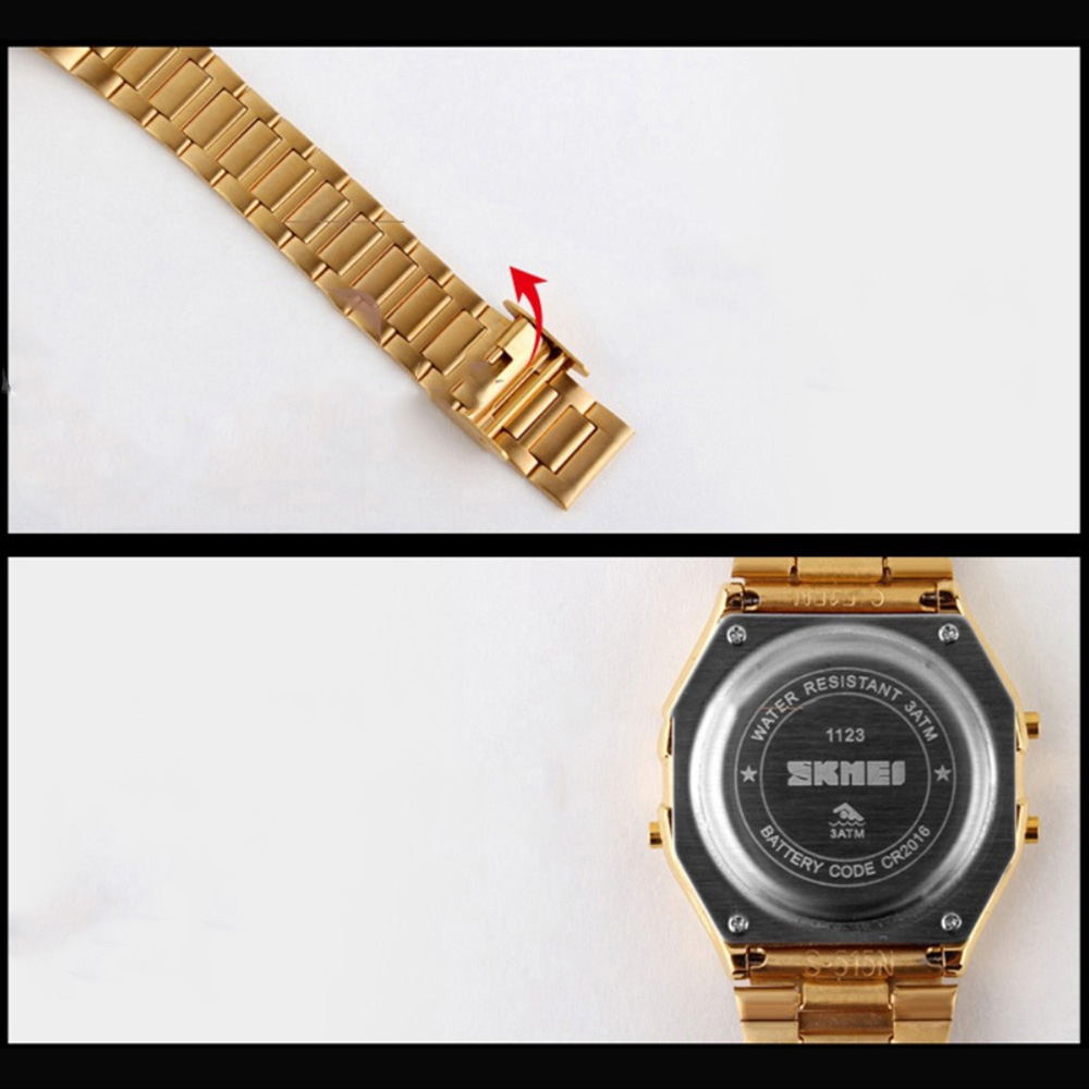 Digitale Armbanduhr Stopp Uhr mit Wecker / LCD Display (Gelenkumfang 160-210mm) - Roségold
