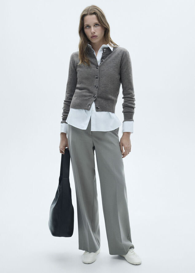 MANGO Buttoned round neck cardigan 96