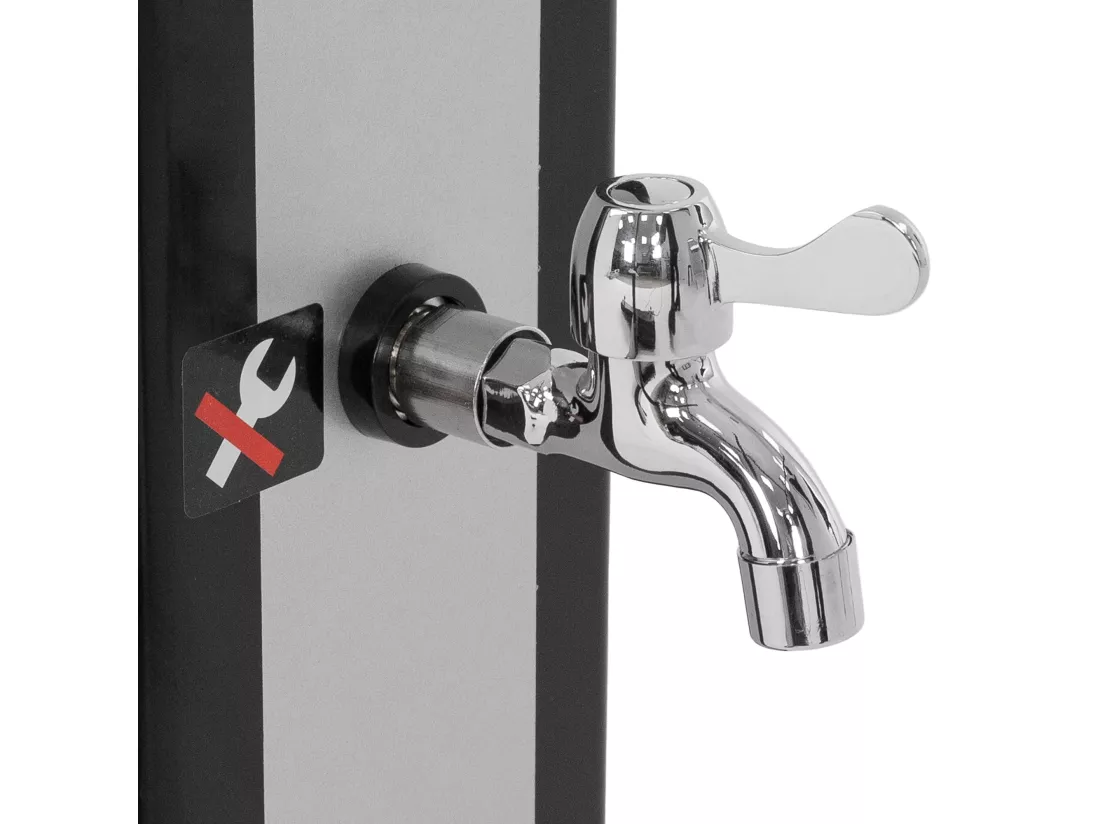Douche solaire d'extérieur + douche à pied et pomme de douche noir/argent 40 L
