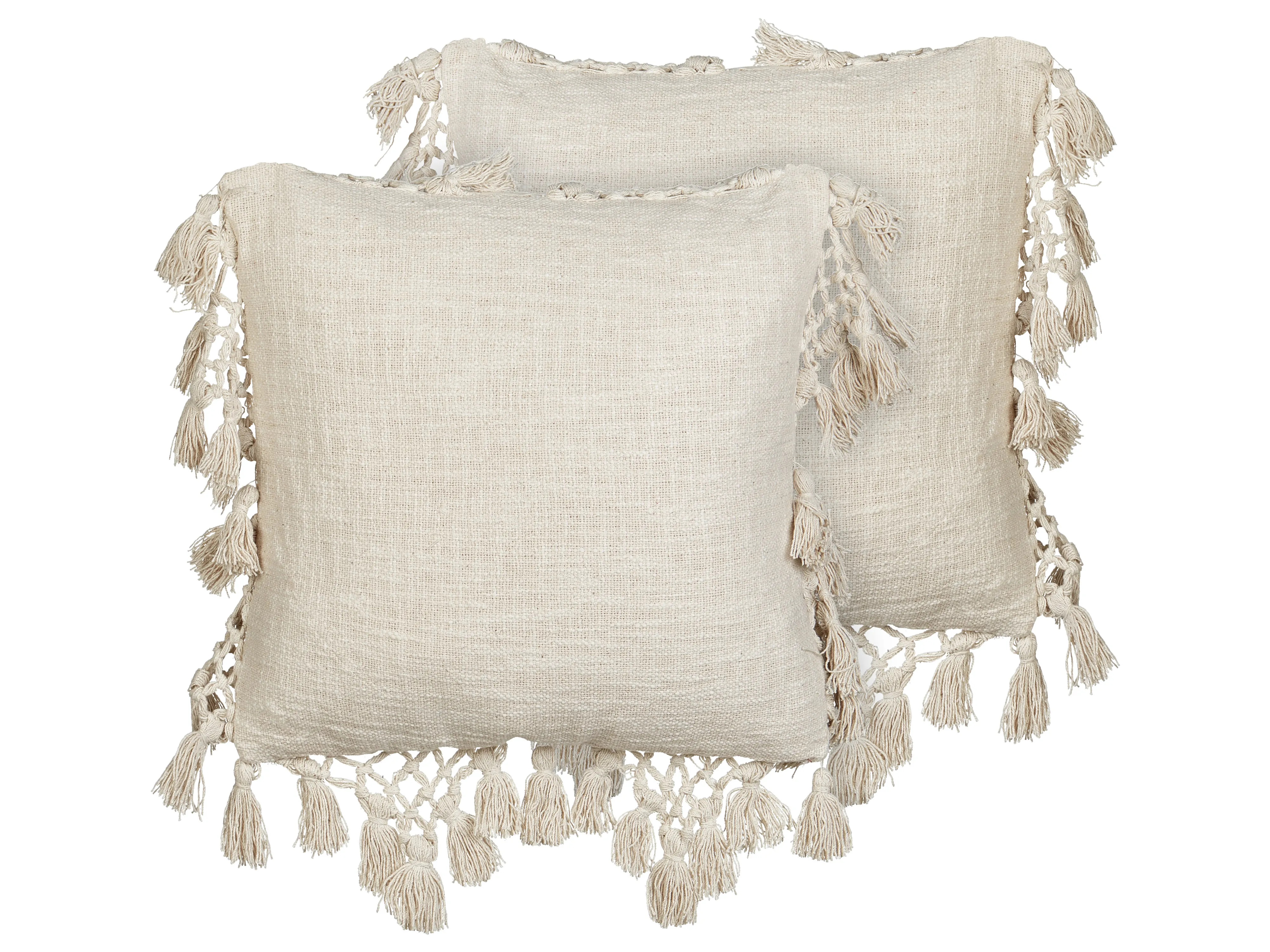 Set van 2 sierkussens OLEARIA Katoen 45 x 45 cm Beige effen