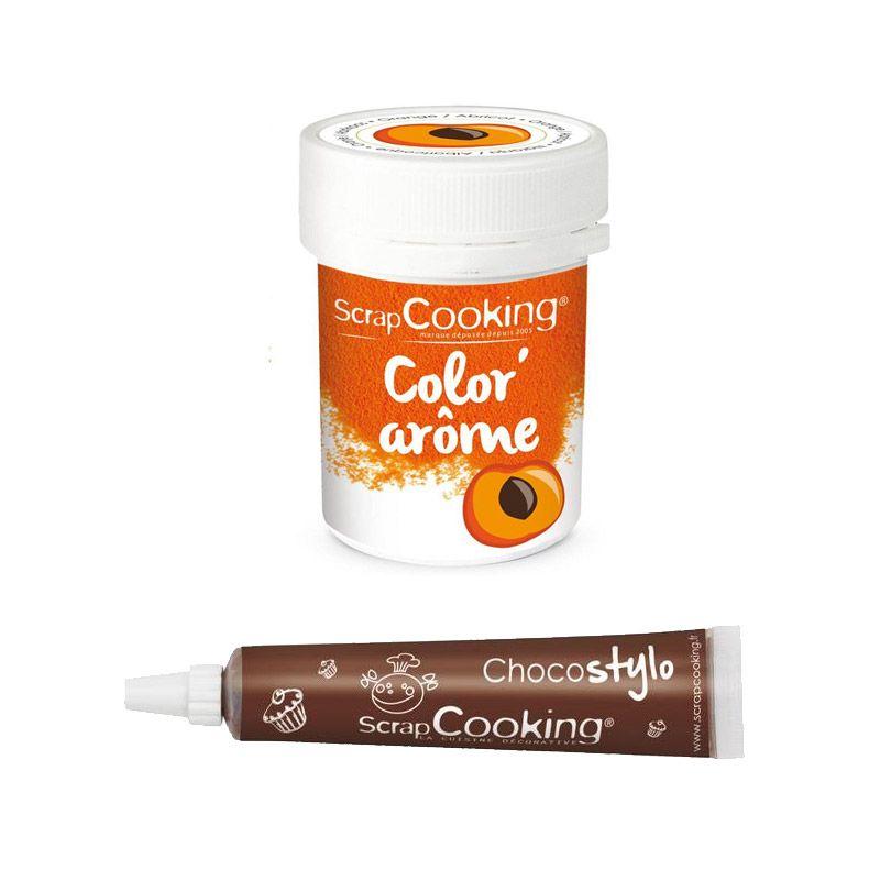 Colorant alimentaire orange arôme abricot + Stylo chocolat Scrapcookin