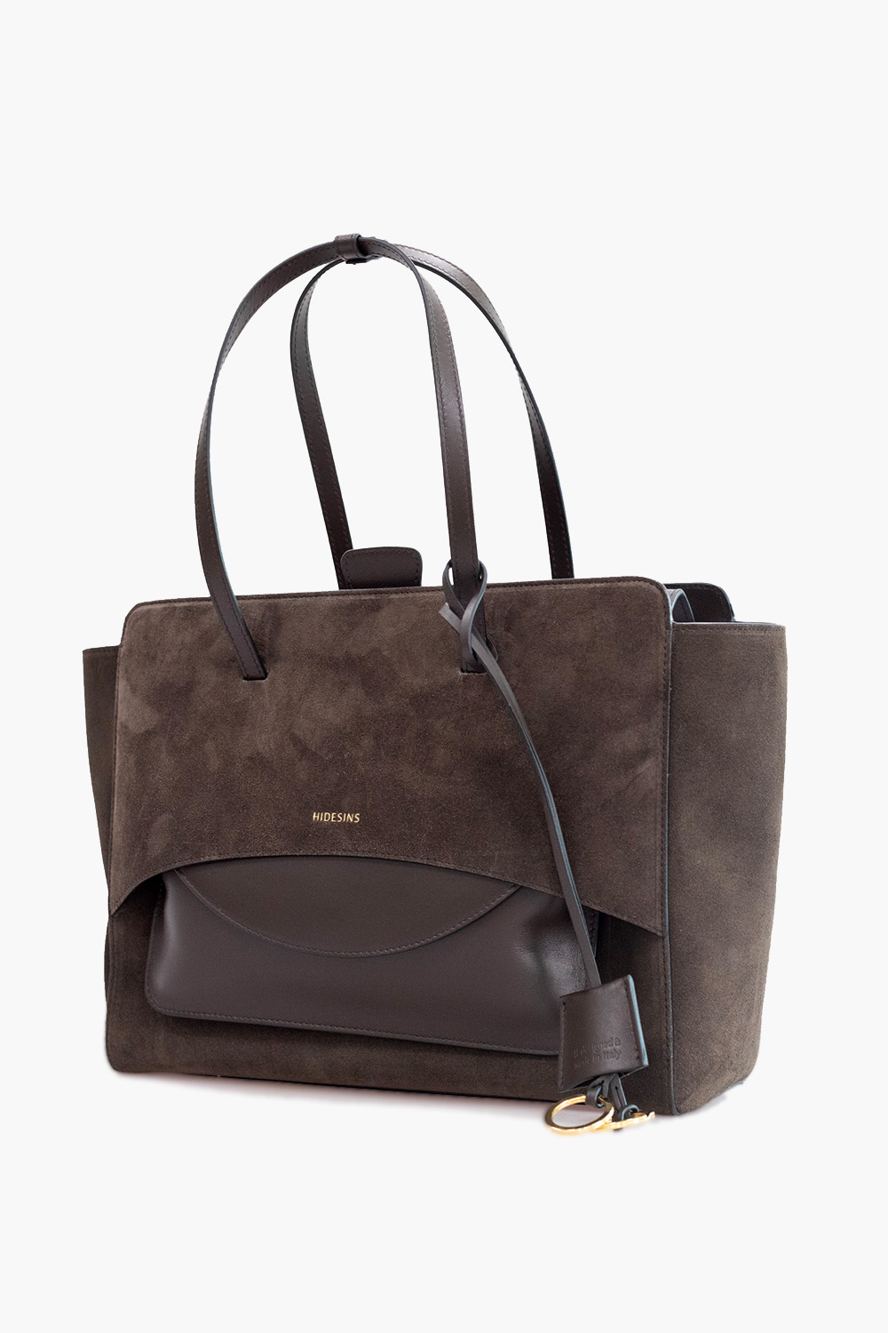 Flap L suede shoulder bag