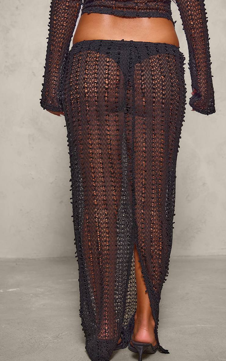 Noir Jupe Longue Texturée Petite Taille