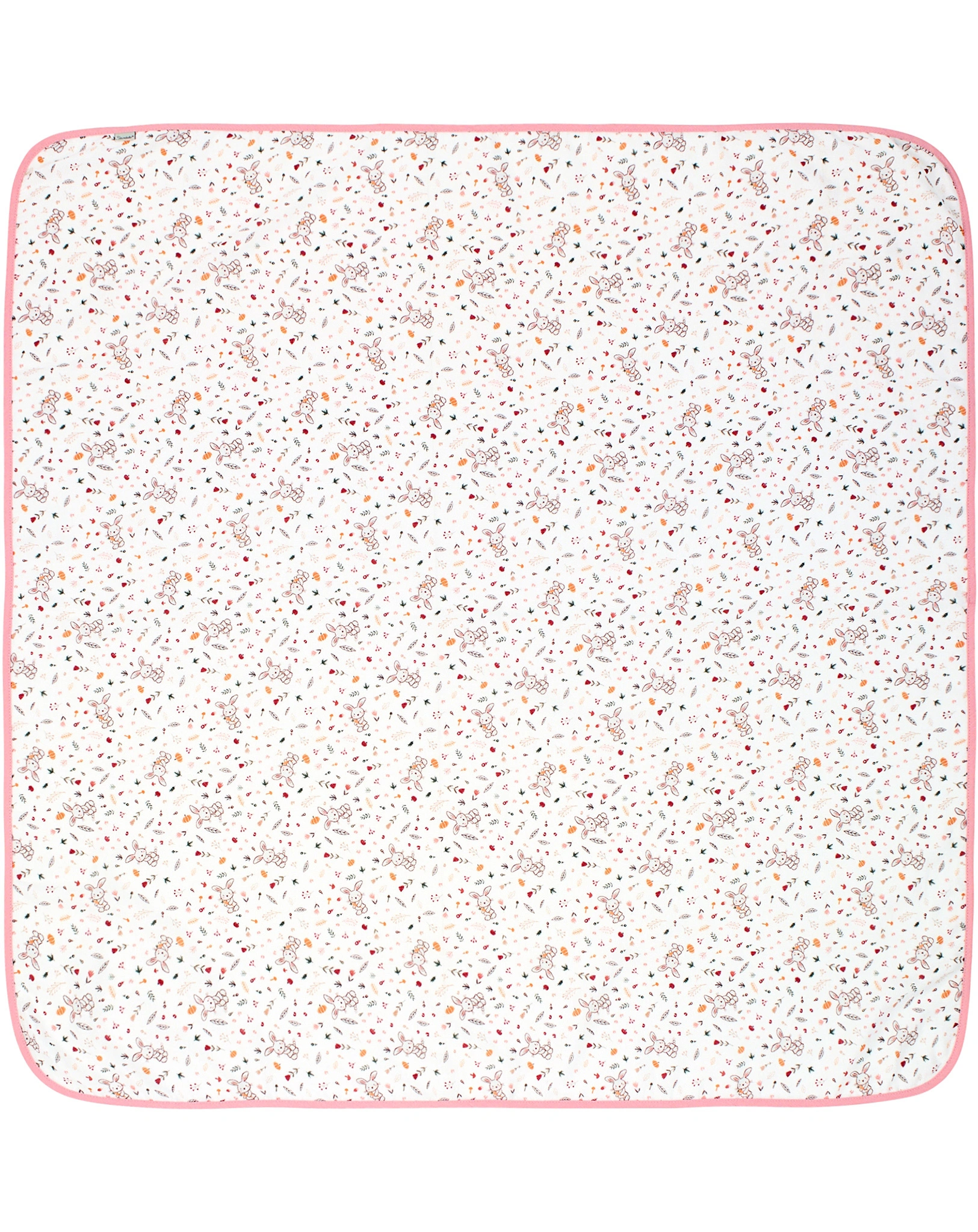 Musselin-Schmusedecke HASE (120x120) in weiß/rosa