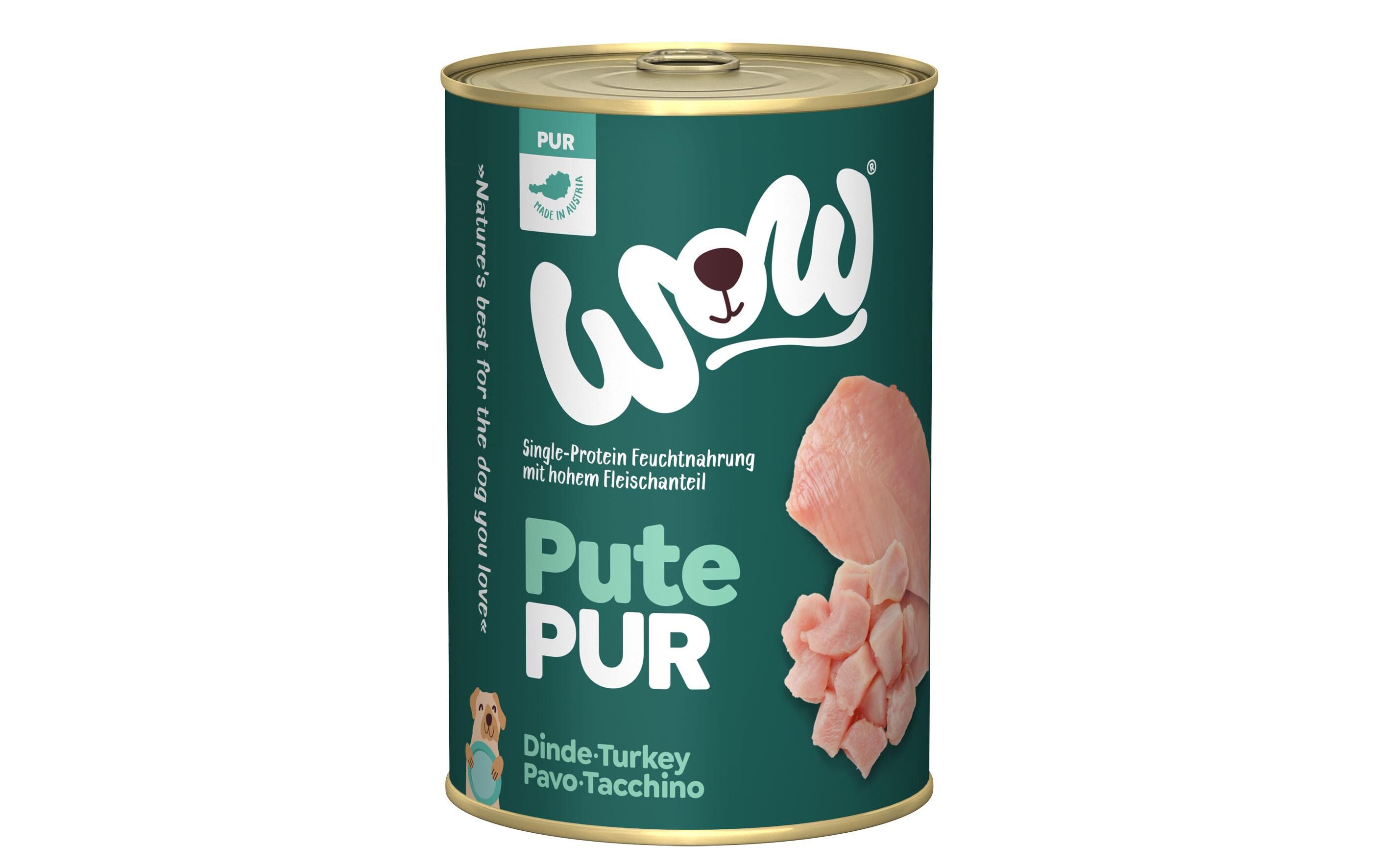 Nassfutter Pur Truthahn Single Protein, 400 gAlleinfutter-Menü für ausgewachsene Hunde aller Grössen und Rassen