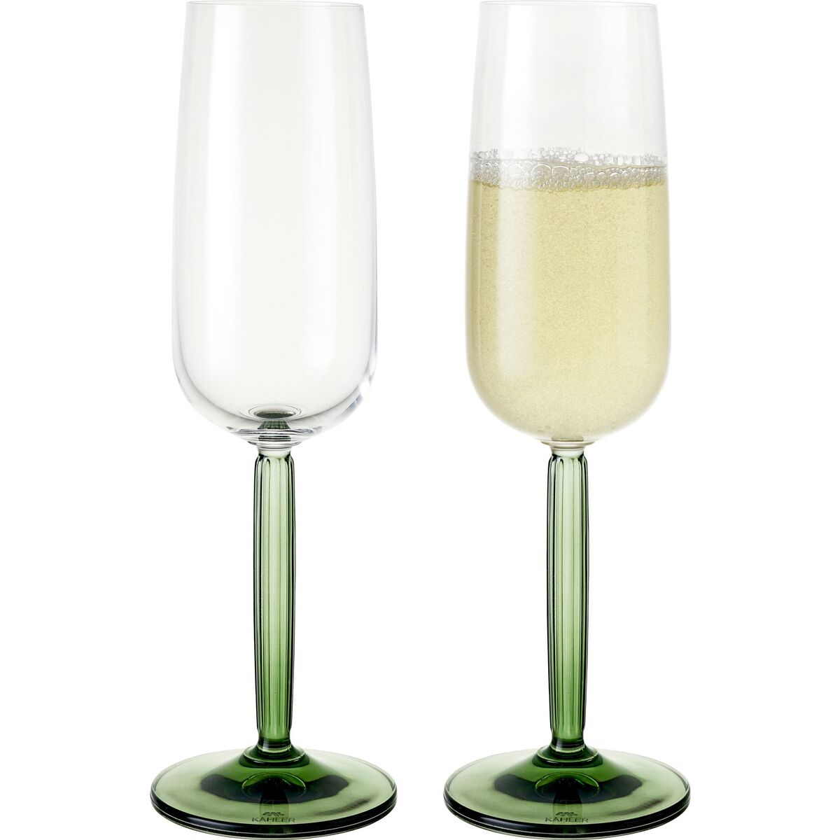 Hammershøi champagneglass, 24 cl, 2 stk, grønn