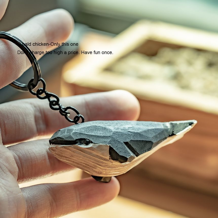 Weenybirdie - Walvis Low Poly Houten Sleutelhanger
