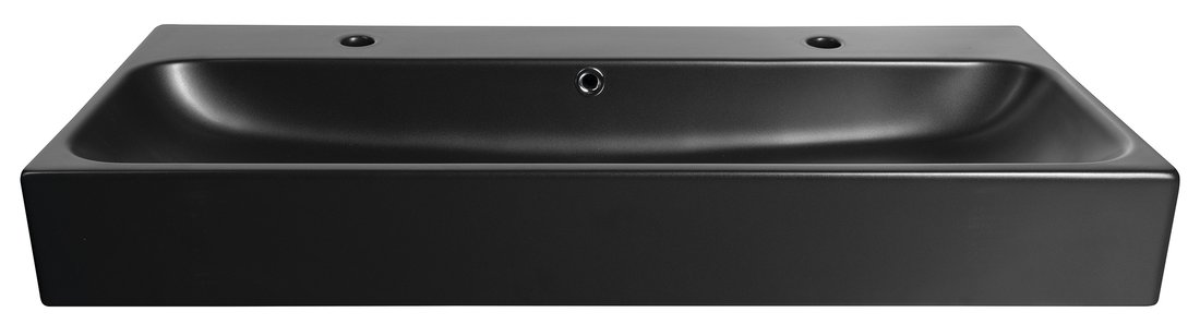 Sapho Toridi keramische wastafel 101x46,5cm met 2 kraangaten zwart mat