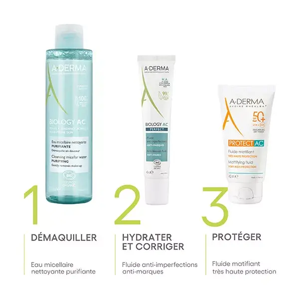 A-Derma Biology AC Eau Micellaire Nettoyante Purifiante 200 ml