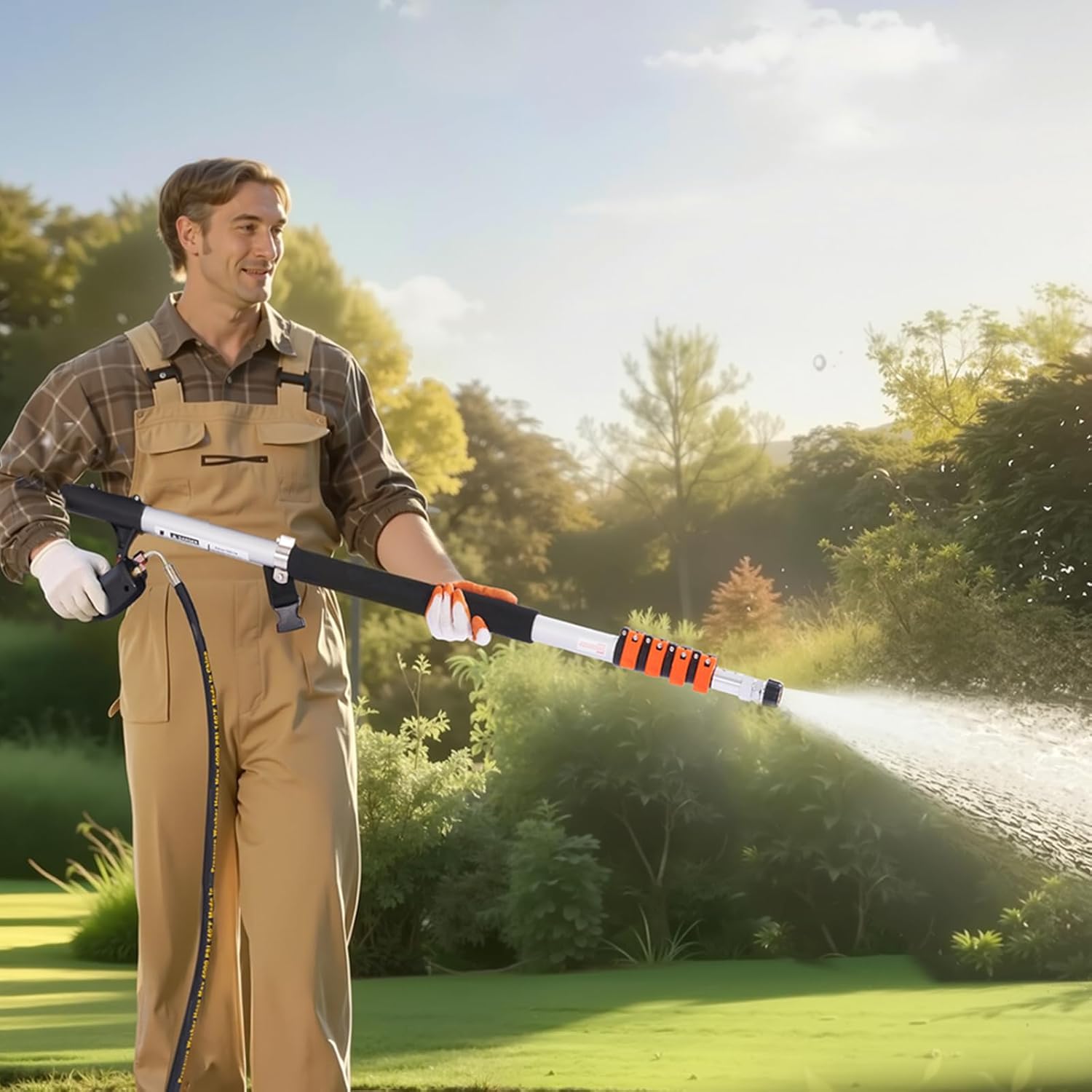 VEVOR Teleskopstrahlrohr, 6358 mm, 4000 psi, Teleskoplanze mit Hochdruckreiniger-Verlängerungsstäben, Dachrinnenreiniger, schwenkbarer Kupplung, 7 Sprühdüsenspitzen & verstellbarem Stützgurt