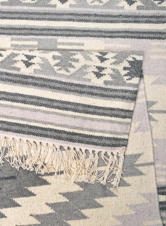 TOM TAILOR HOME Wollteppich »Kelim Colors I« rechteckig 5 mm Höhe reine Wolle, robust und strapazierfähig, mit Fransen, Boho-Style